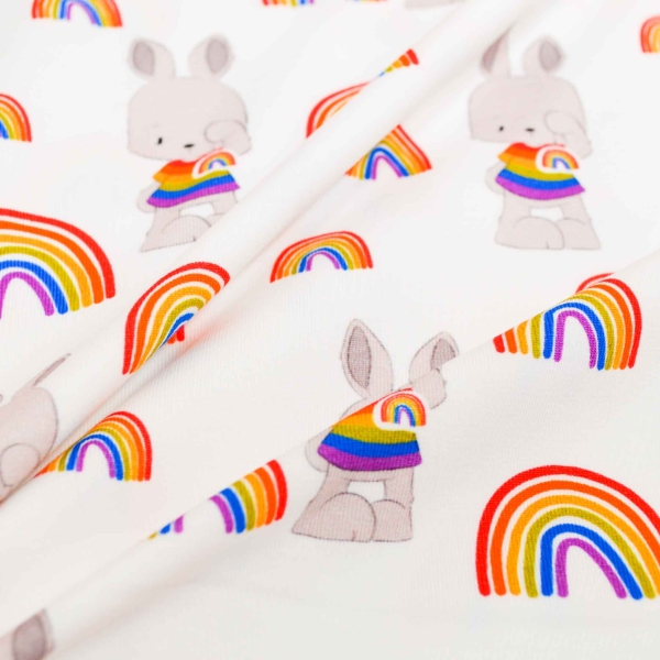 Hoffnung Panel Kombistoff Panel by emmapünktchen design Jersey Kinder Hoffnung hoffnung Regenbogen Rainbow Bunny Hase Regenbogen Kinderjersey Regenbogen Hase Hoffnung