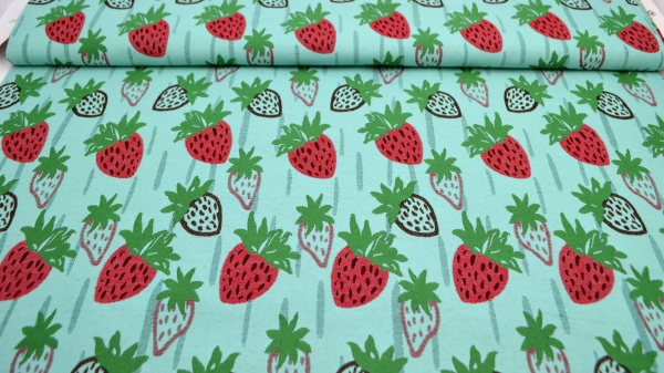 0872-JOY Straberry Dai Stoff mit Erdbeeren Erdbeerstoff  Erdbeerjacquard Jacquard Jacquardstoff Strawberry Strawberries  Stoff Jacquard Stoff für leichte Polsterungen strawberry erdbeerstöffchen