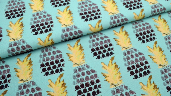 0870-JOY Pina Colada Ananas Stoff mit Ananas Jacquard Jacquardstoff Ananas Pina Colada Stoff Jacquard Stoff für leichte Polsterungen Ananas Ananasstoff