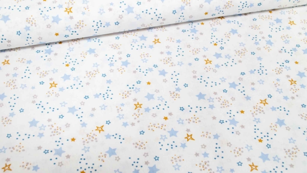 1139-2B Domo Lyra Sterne Domotex Sterne Sternenstoff Sternenhimmel  GOTS hellblau babyblau pastellblau Biostoff Babystoff mit Sternen Sterne weiß Biobaumwolle Kinderstoff Sternenhimmel Sternenstoff Baumwolle hellblau babyblau pastellblau