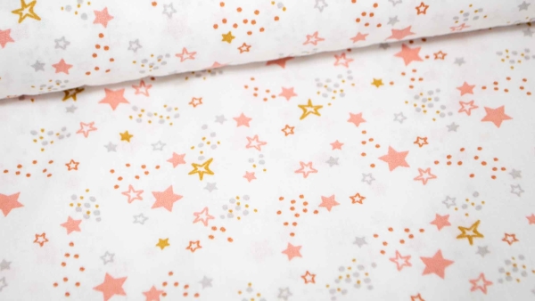 1139-2B Domo Lyra Sterne rosa Domotex Sterne rosa pastellrosa Sternenstoff Sternenhimmel  GOTS rosa rose Biostoff Babystoff mit Sternen rosa Sterne weiß Biobaumwolle Kinderstoff Sternenhimmel Sternenstoff Baumwolle rosa pastelrosa babyrosa