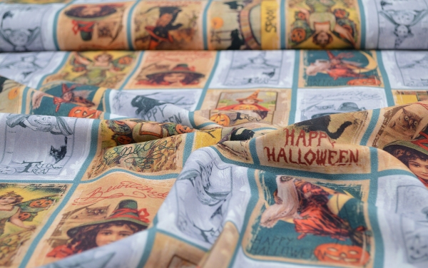 Halloweenstoff "Betwiched" mit hübschen Vintage-Bildern