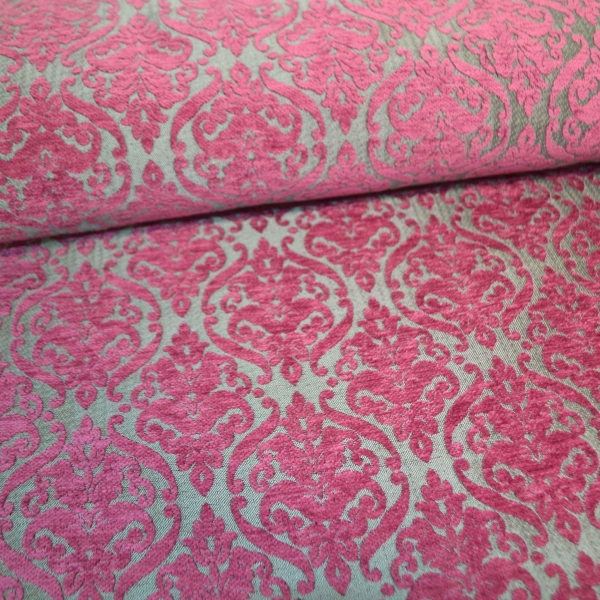 Chenille cyclam Jacquard lila pinker Ornament Ranken Jacquardstoff Chenillestoff Ornament Ranken Chenillegarn cyclam  Möbelstoff Möbelbezugsstoff Möbelpolsterstoff Sofastoff Malory cyclam