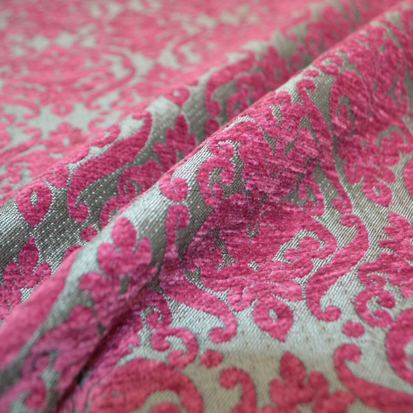 Chenille cyclam Jacquard lila pinker Ornament Ranken Jacquardstoff Chenillestoff Ornament Ranken Chenillegarn cyclam  Möbelstoff Möbelbezugsstoff Möbelpolsterstoff Sofastoff Malory cyclam