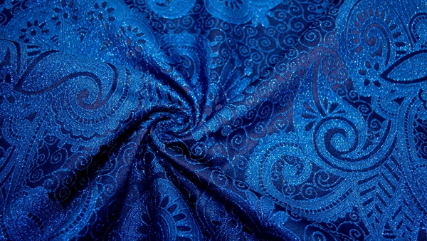 edler Brokat Elina Blau blauer Brokatstoff orientalischer Dekostoff Faschingsstoff Lurexstoff Karnevalstoff Möbelstoff Brokat Brockat blau