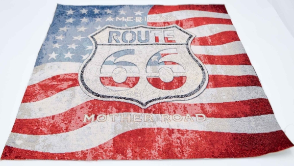 Mother Road amerikanischer Highway Motorrad Gobelin Route  amerikanisches Gobelin Motorrad Harley Davidson Harley Route  Gobelin Panel mit Route  Panel USA Stoff mit  USA Flagge und Motorrad Harley  Dekostoff USA Gobelin USA Flagge USA Kissen Einkaufstasc