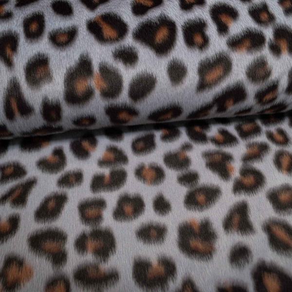 Leo Grau Leopard Kurzhaarfellimitat Plüsch Leo grau Plüschstoff Plüschstoff Leopard grau Kunstfell Fellstoff Kunstfell Plüsch Leopardenplüsch grau