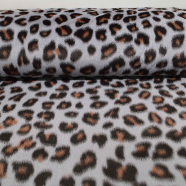 Leo Grau Leopard Kurzhaarfellimitat Plüsch Leo grau Plüschstoff Plüschstoff Leopard grau Kunstfell Fellstoff Kunstfell Plüsch Leopardenplüsch grau