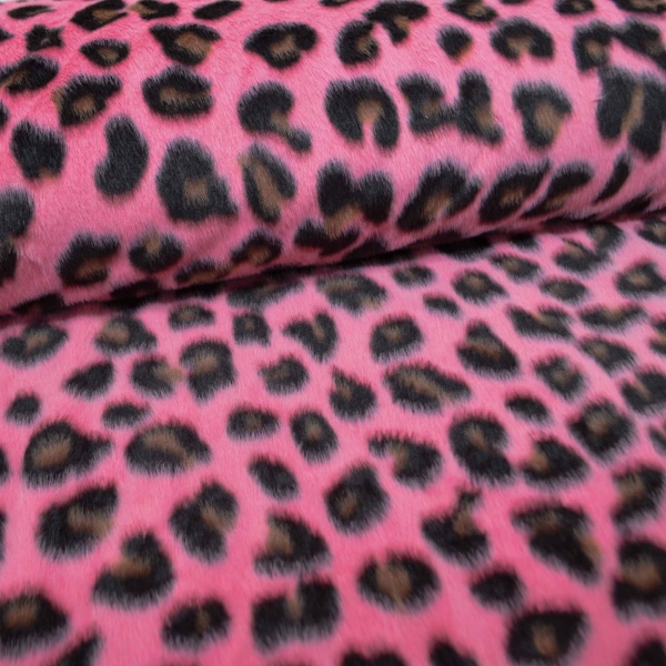 Leo pink Leopard Kurzhaarfellimitat Plüsch Leo pink Plüschstoff Plüschstoff Leopard pink Kunstfell Fellstoff Kunstfell Plüsch Leopardenplüsch pink