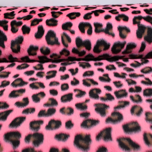 Leo pink Leopard Kurzhaarfellimitat Plüsch Leo pink Plüschstoff Plüschstoff Leopard pink Kunstfell Fellstoff Kunstfell Plüsch Leopardenplüsch pink