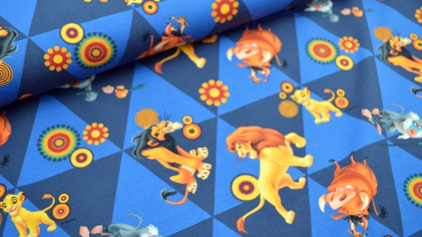 HN-131913.0001 König der Löwen Lizensstoff Kinderjersey Lizenz  Simba und Mufasa König der Löwen  Jersey  mit Simba König der Löwen   Kinderjersey mit Mufasa und Simba