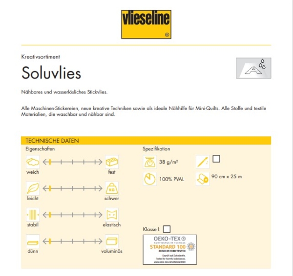 Vlieseline Solufix Weiß 45 cm Stickvlies Vlieseline Freudenberg Soluvlies Solufix Solufix weiß 45 cm  Vliesline Freudenberg Stickvlies Sticken Stickvlies