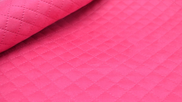 pinker Stepper, Steppstoff, Ultraschallstepper schwarz,  wattiert, abgesteppt, gesteppt, Möbelpolster, Möbelpolsterstoff, Rautenstoff, Lasertechnik Velour in pink