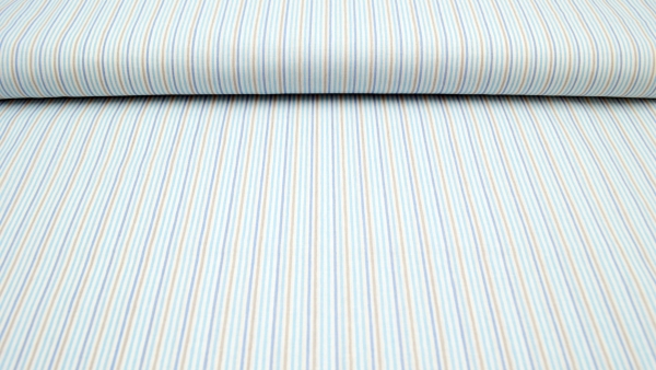 0693 - TEX IND NOUVELLE Ballon Streifenstoff in pastellblau  Baumwolle mit Streifen Pastellblaue Streifen Stoff fürs Kinderzimmer Babystoff  Stoff für Jungs Novelle Bettwäsche Wimpelkette Stillkissen nähen