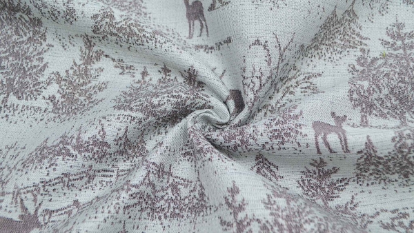 Jacquard, Polyester-Jacquard Stoff für Polsterungen Vorhänge Dekostoff Jacquard grau silber mit Wald Reh Hirsch  Bäumen  Vorhangstoff beidseitiger Vorhangstoff Jacquard