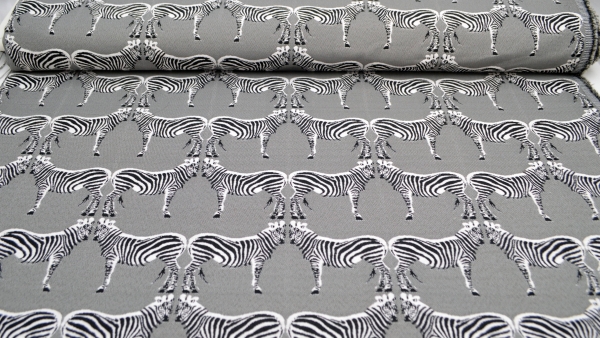 0875-Joy Zebra Jacquard Baumwoll Jacquard Zebra Zebrastoff Stoff mit Zebras Zebrapärchen Zebrapaar schwarz-weiße Zebras Dekostoff Jacquard Jaquard gewebt