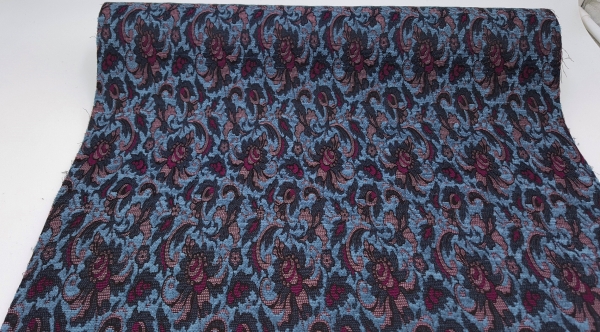 Filz mit Blumenmuster Tweed mit Blumen petrolblau magenta