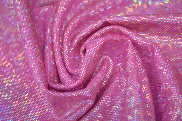 Hologrammstoff 189-18 pink - silber Stretchstoff mit Hologramm in pink silber