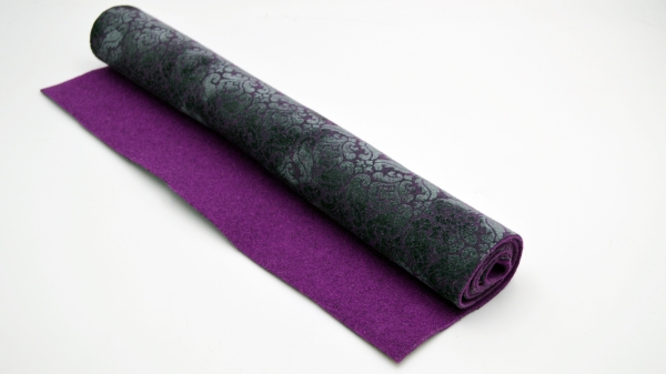 Tweed Rialto violet violetter Filz schwarzer Wollfilz mit Paisley Prägung, bedruckter Filz mit Blumendruck ornamente - Ranken - Filz - Filz 3mm dick - Wollfilz - Filz aus Schurwolle - Schurwollfilz 3mm dick - Felt - Bastelfilz 3mm bedruckt violett schwarz